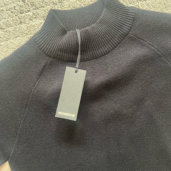 MONROW Midi Knit Dress in Black with Tan Stripe Size XS - Picture 11 of 12